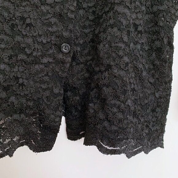 JM Collection Women Black Lace Button Down Scallop Hem Shirt, size Small - Picture 5 of 9